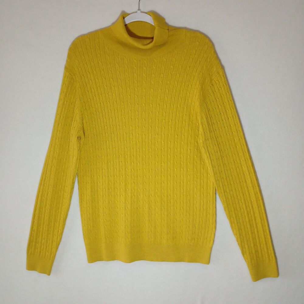 NEW $89 Cigar Couture Yellow Turtleneck Knit Sweater Size Medium Wool #1189